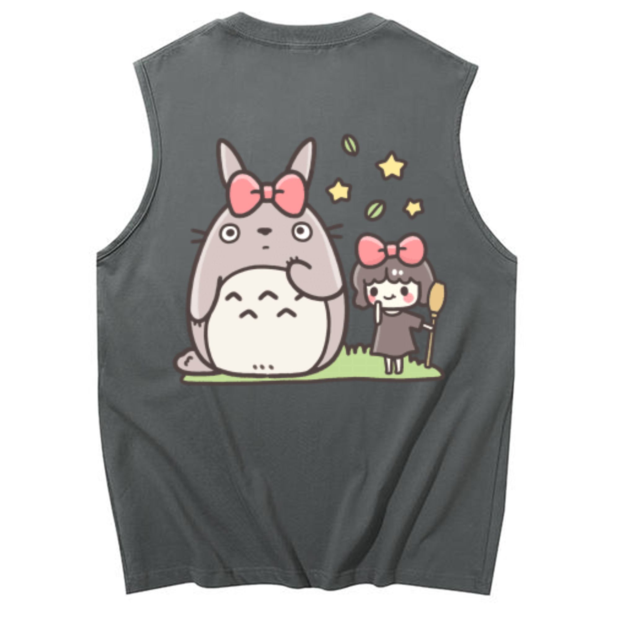 （画像用） となりのトトロ 草壁メイ 草壁サツキ My Neighbor Totoro Satsuki Kusakabe Mei Kusakabe コットン100％タンクトップ（背面プリント）